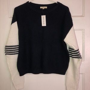 Thick Navy & White Scoop Neck Sweater
